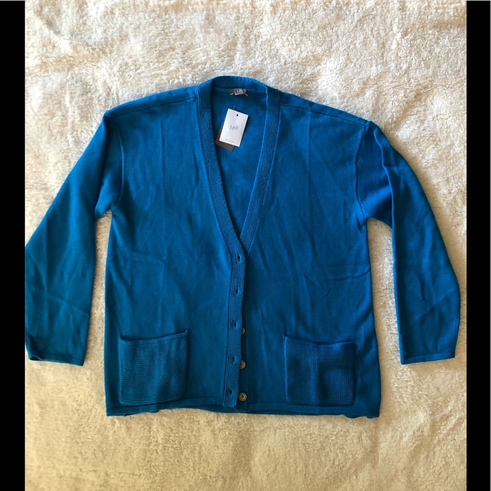 J Jill  Blue Cardigan Sweater NWT. Medium.